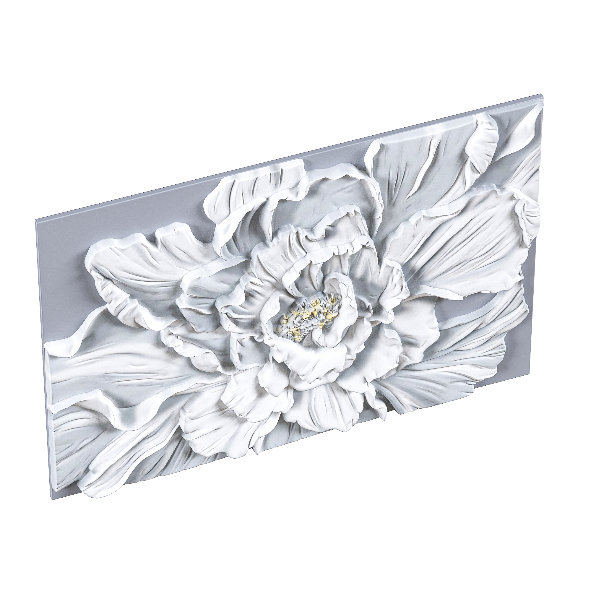 Bas-relief interior painting with a peony