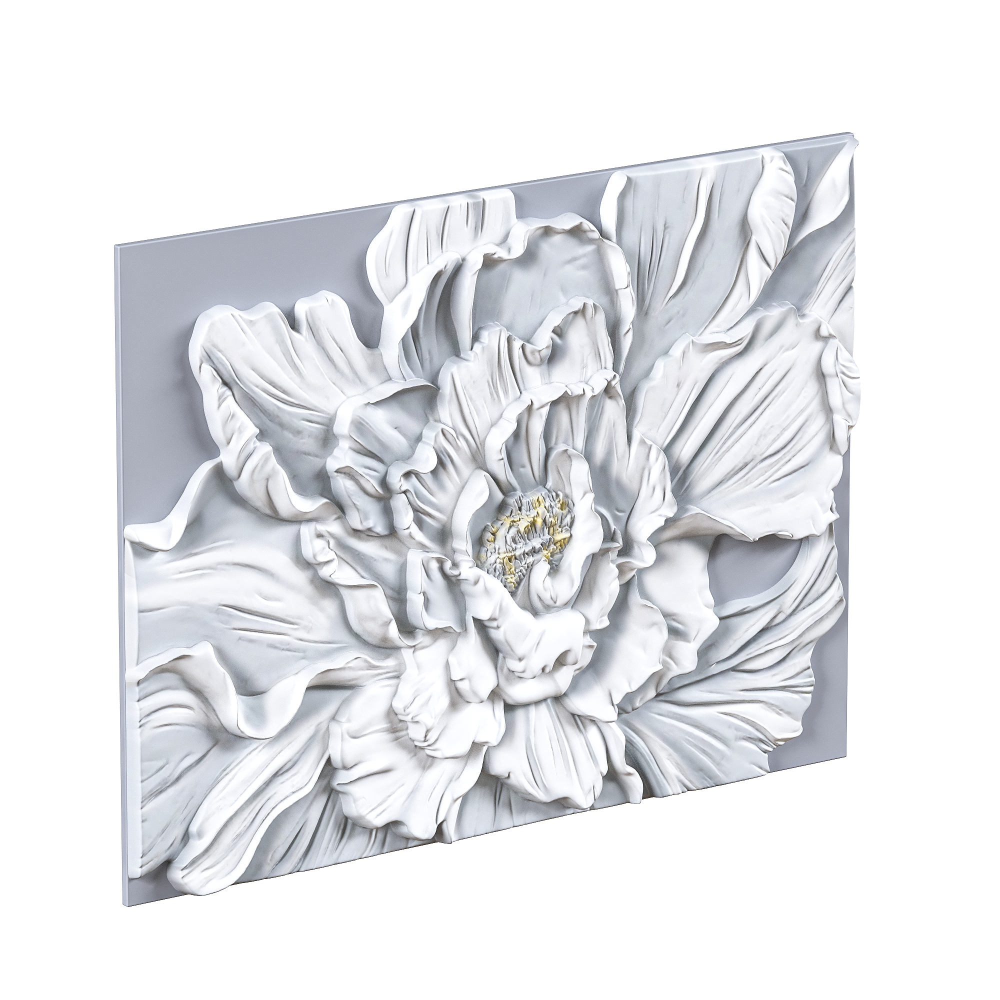 Bas-relief interior painting with a peony